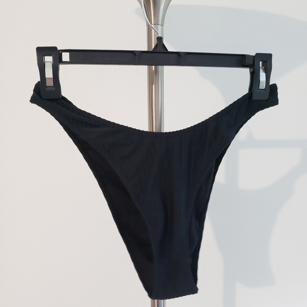 High Waist Ribbed Cheeky Bikini Bottom